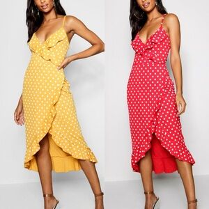 Boohoo Polka Dot Dress Bundle Red and Yellow Small 4